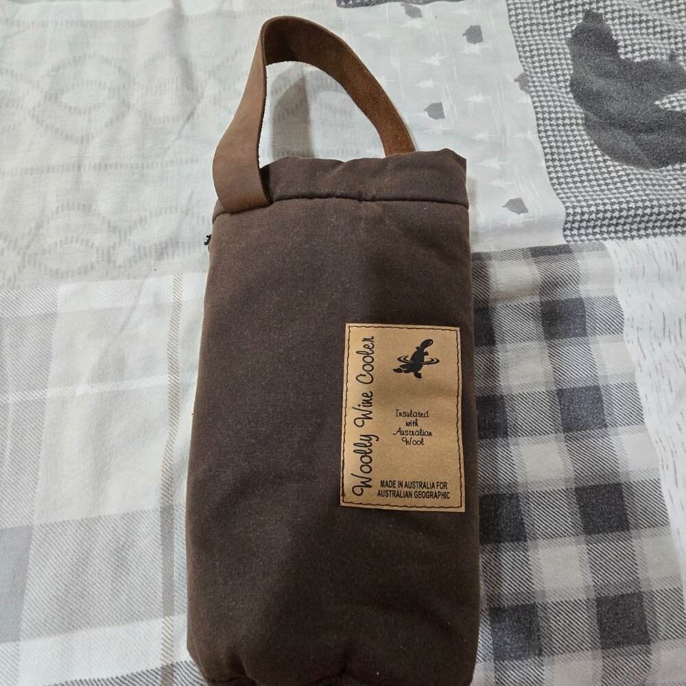 Woolly Wine Cooler Bag Insulated Australian Wool Made In Australia With Strap